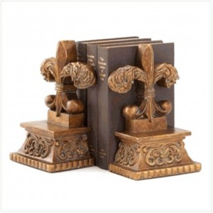 Still a Great Set: Fleur de&apos; Lis Bookends For Home, Office or Study! (Pre-owned)   120938065419